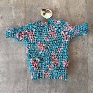 Handmade Blue and Pink Knit Sweater